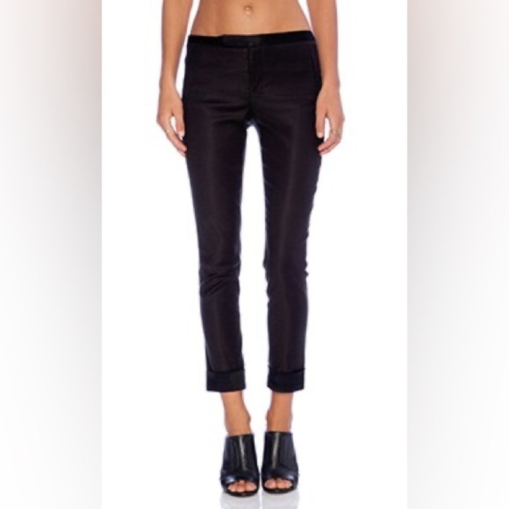 ATM‎ Anthony Thomas Melillo Satin Back Knit Pant Black/Charcoal Size 0 Cropped